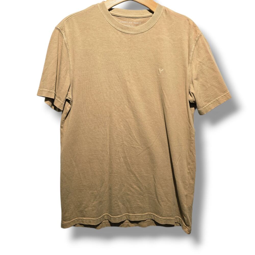 American Eagle Men's Small Tan Super Soft Standard Fit Crew Neck T-Shirt